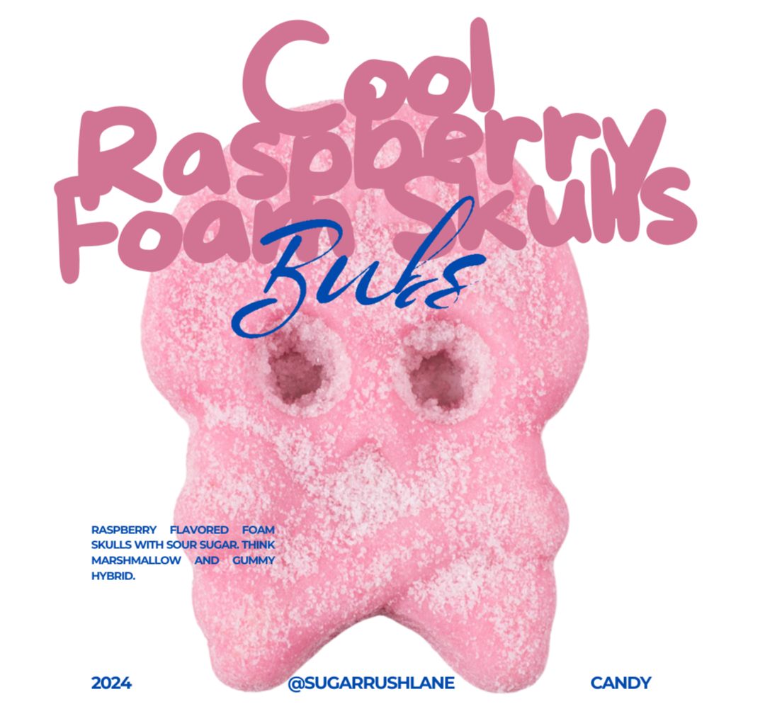 BUBS Cool Raspberry Foam Skull Swedish Candy