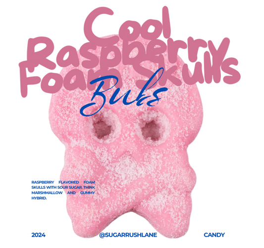 BUBS Cool Raspberry Foam Skull Swedish Candy